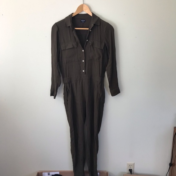 Madewell Pants - Madewell Olive Green Long Sleeve Full Jumpsuit